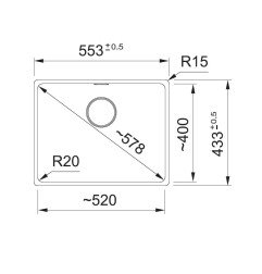 Po stalviršiu montuojama granitinė plautuvė Franke Maris, MRG 110-52, Cashmere, ekscentrinis ventilis
