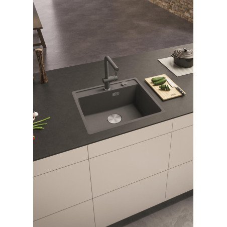 Lygiai su stalviršiumi montuojama granitinė plautuvė Franke Maris, MRG 210-52 A, Glacier, rankinis ventilis