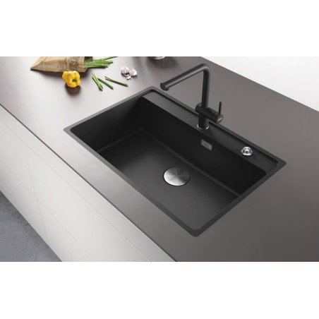 Lygiai su stalviršiumi montuojama granitinė plautuvė Franke Maris, MRG 210-72 A, Cashmere, ekscentrinis ventilis