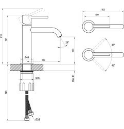 Praustuvo maišytuvas Ravak Espirit, 191 mm, ES 012.20BLM Black Matt 3