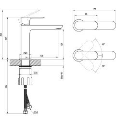 Praustuvo maišytuvas Ravak Eleganta, 174 mm, EL 012.10WV White Velvet