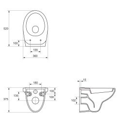 WC rėmas Cersanit Tech Line Base, su WC Delfi ir dangčiu + chromuotas klavišas 3