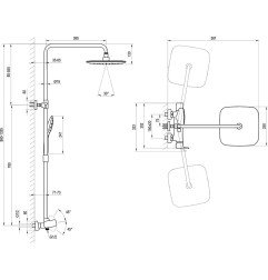 Stacionari dušo sistema Ravak 10° Free, TD F 098.00CR su svirtiniu maišytuvu ir dušo komplektu, chromas 7
