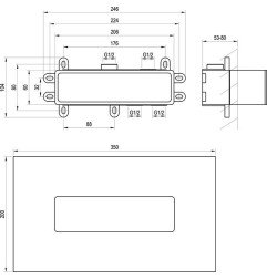 Įmontuojamo dušo maišytuvo Ravak potinkinė dalis R-Box Horizontal, RB 07D.50 3
