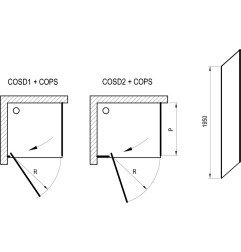 Stacionari sienelė Ravak Cool!, COPS-100 juodas+stiklas Transparent 5