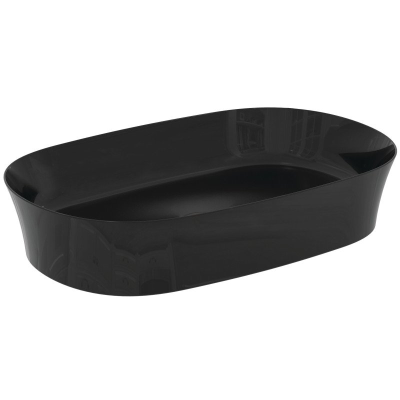 Pastatomas praustuvas Ideal Standard Ipalyss, ovalus 380x600 mm, juodas blizgus be persipylimo