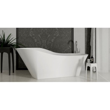 Akmens masės vonia Aura Adeona 1 balta, 171x78 cm, su persipylimu