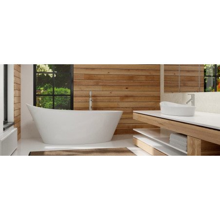 Akmens masės vonia Aura Cleone balta, 183x74 cm, be persipylimo