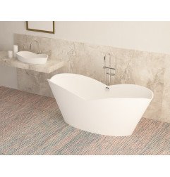 Akmens masės vonia Aura Cupido balta, 187x75 cm, su persipylimu