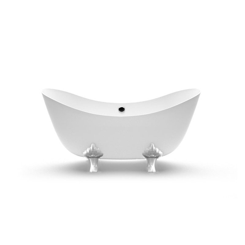 Akmens masės vonia Aura Damona 1 balta, 176x74 cm, su persipylimu