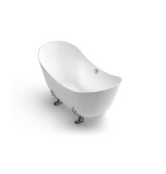 Akmens masės vonia Aura Damona 1 balta, 176x74 cm, su persipylimu 4