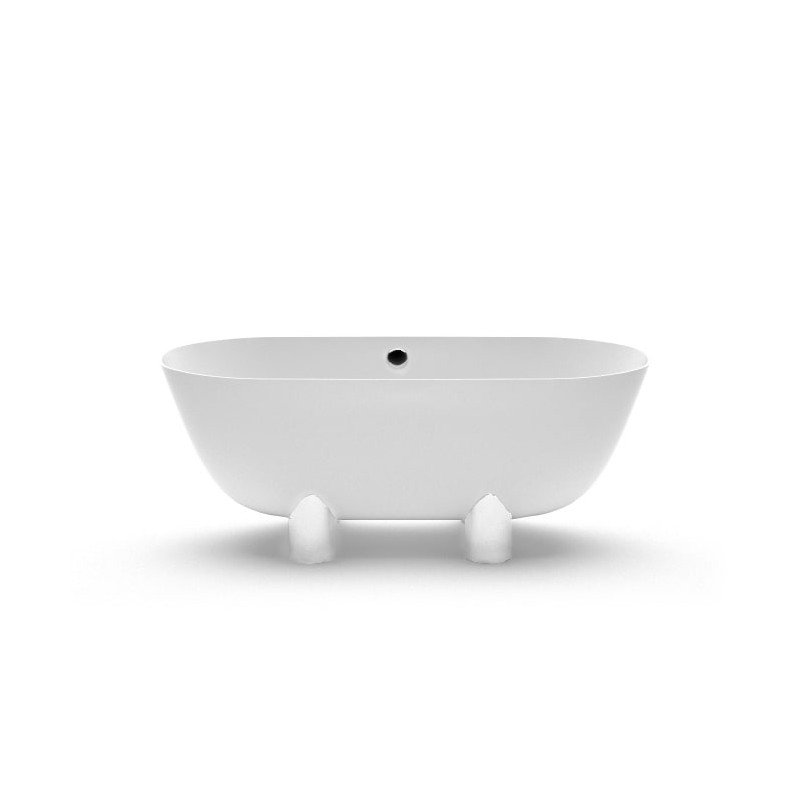 Akmens masės vonia Aura Damona 3 balta, 162x74 cm, be persipylimo