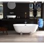 Akmens masės vonia Aura Damona 3 balta, 162x74 cm, su persipylimu