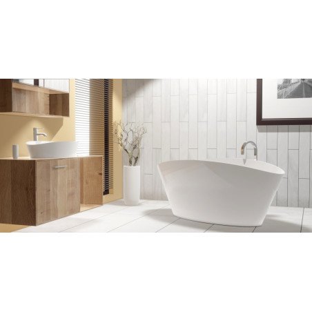 Akmens masės vonia Aura Dione 1 balta, 179x78 cm, be persipylimo