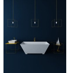 Akmens masės vonia Aura Erunna 2 balta, 175x81 cm, su persipylimu