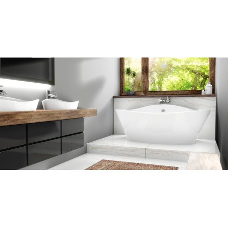 Akmens masės vonia Aura Iris 1 balta, 181x78 cm, be persipylimo