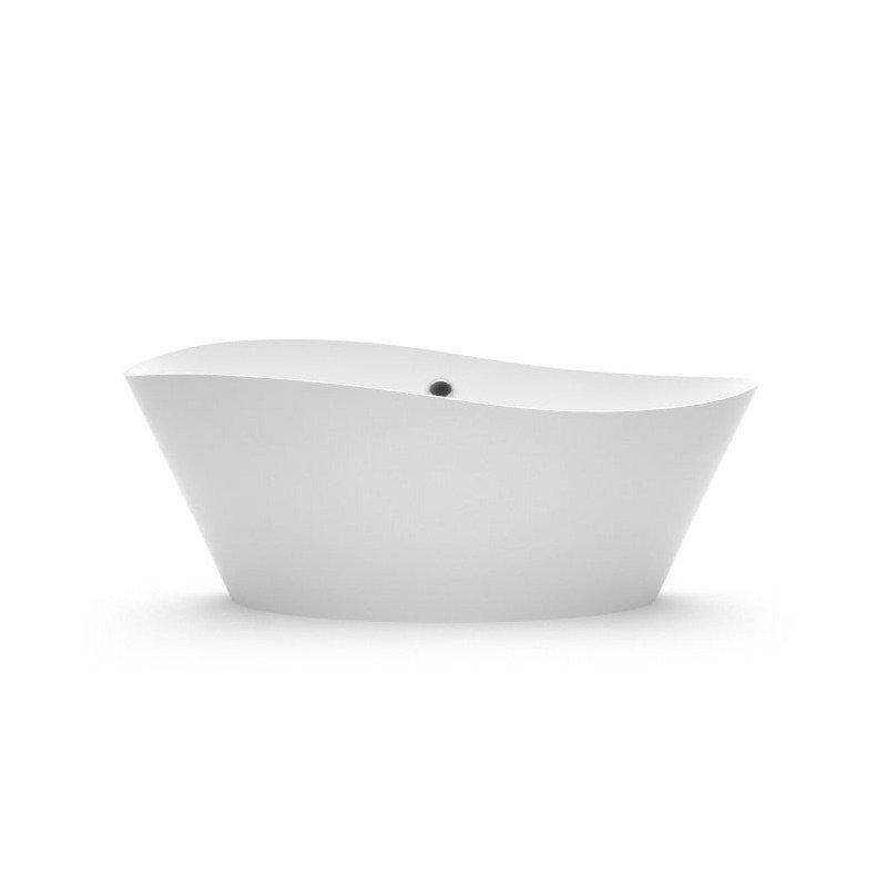 Akmens masės vonia Aura Luxovio balta, 186x78 cm, su persipylimu