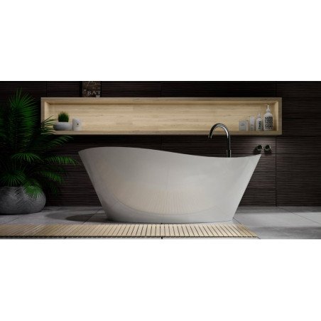 Akmens masės vonia Aura Luxovio balta, 186x78 cm, su persipylimu