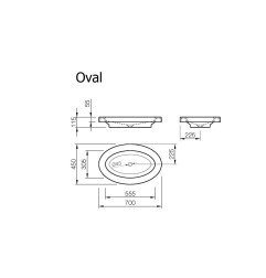 Praustuvas VISPOOL Oval 70x45, baltas, su skyle maišytuvui 4
