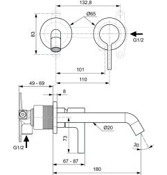 Virštinkinė dalis praustuvo maišytuvui Ideal Standard Joy, Silver Storm 5