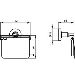 WC popieriaus laikiklis Ideal Standard IOM, su dangteliu Silk Black juoda matinė 4