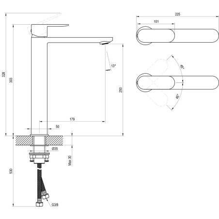 Praustuvo maišytuvas Ravak Chrome II, 300 mm, CR II 015.00CR chromas