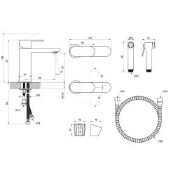 Praustuvo maišytuvas su bide dušeliu Ravak Chrome II, CR II 112.20BL juodas