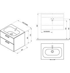 Spintelė po praustuvu Ravak SD Chrome II, 600 balta, rankena 152 mm, juoda 3