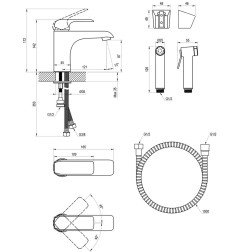 Praustuvo maišytuvas Ravak Flat su bide dušeliu, FL II 112.00CR be dugno vožtuvo, chromas