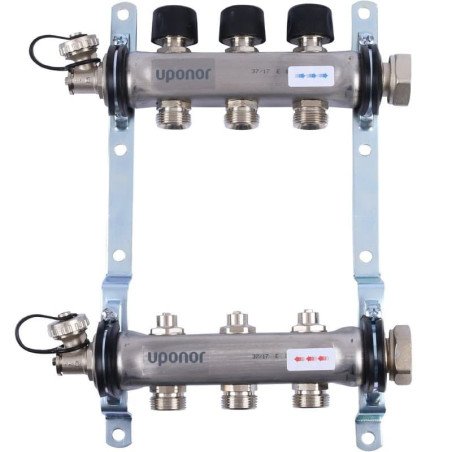 Šildymo sistemos kolektorius Uponor Vario S, be srauto matuoklių, 3 kontūrų 1