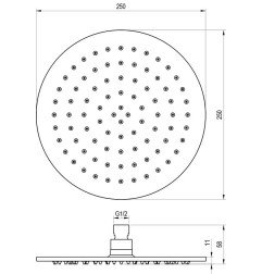 Stacionari apvali dušo galva ø250 mm, 985.00CR chromas 3