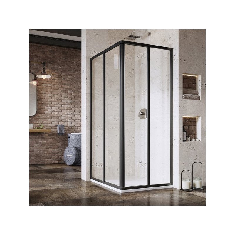 Kvadratinė dušo kabina Ravak Supernova SRV2-S+SRV2-S, 90x90, juoda+transparent