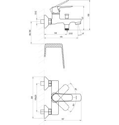 Sieninis vonios/dušo maišytuvas Ravak Life, LF 022.20BL juodas 3