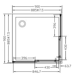 Kvadratinė dušo kabina X-Point, XU2RV2-90 blizgi+Transparent 3