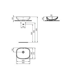 Pastatomas praustuvas Ideal Standard i.life B, 45 cm, stačiakampio formos 5