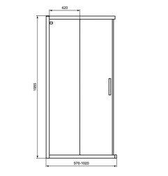 Dušo sienelė IDEAL STANDARD, Connect 2 (1000x1950) cm, profilis aliuminis, stiklas skaidrus 4
