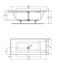 Akrilo vonia Ideal Standard Tonic II Vasca, įleidžiama 3