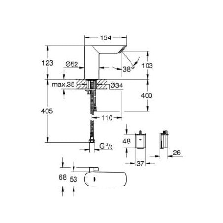 Praustuvo maišytuvas Bau Cosmopolitas E, bekontaktis