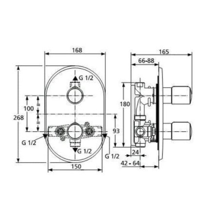 Virštinkinė dalis vonios-dušo maišytuvui Ideal Standard, Melange, chromas