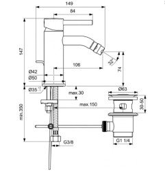 Bidė maišytuvas Ideal Standard, Ceraline 3