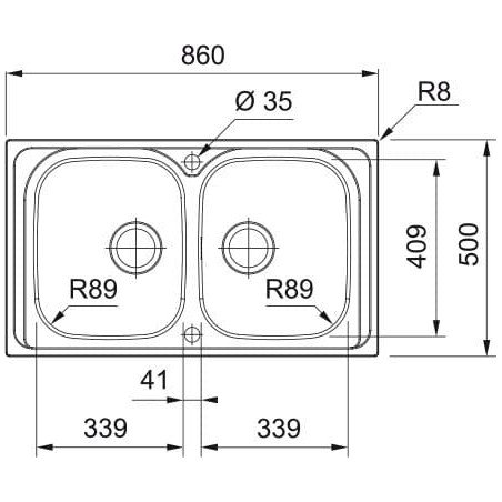 Dviguba nerūdijančio plieno plautuvė Franke Spark, SKX 620-86