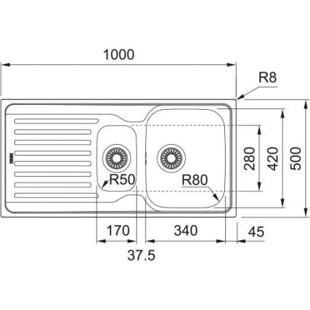 Nerūdijančio plieno plautuvė Franke Antea, AZN 651