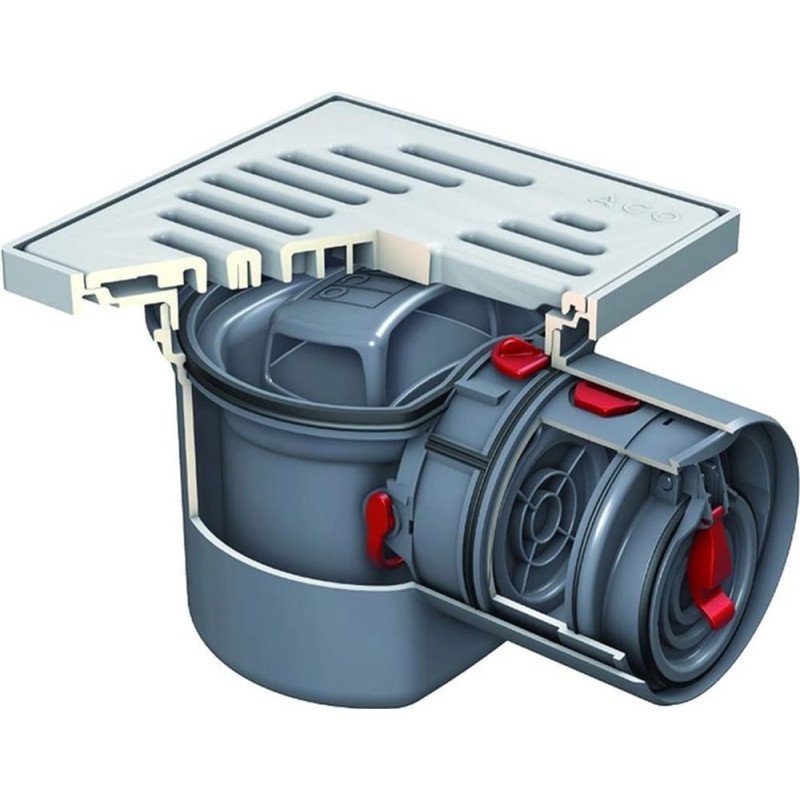 Rūsio trapas ACO Junior su atbuliniu vožtuvu, plastikinės grotelės