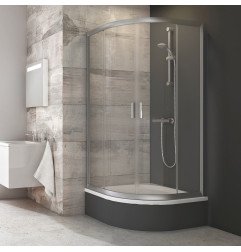 Pusapvalė dušo kabina Ravak Blix, BLCP4-90 Sabina, satinas+stiklas Transparent 1