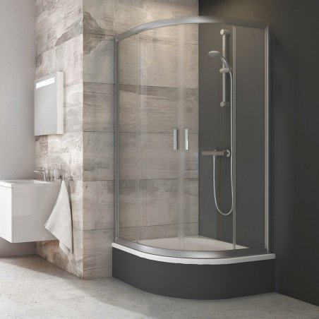 Pusapvalė dušo kabina Ravak Blix, BLCP4-90 Sabina, satinas+stiklas Transparent 1