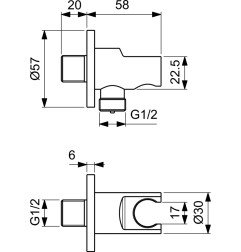 Rankinės dušo galvos laikiklis Ideal Standard IdealRain, su jungtimi, chromas 4