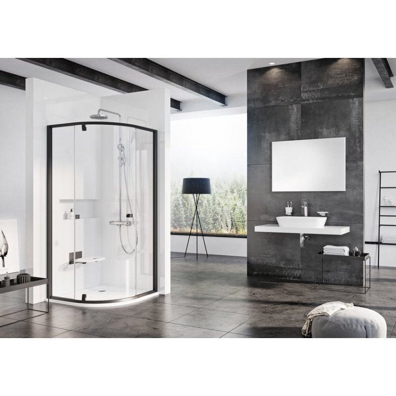 Pusapvalė dušo kabina Ravak Pivot, PSKK3-100, juoda+Transparent