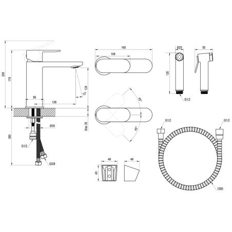 Praustuvo maišytuvas su bide dušeliu Ravak Chrome II, CR II 112.00CR chromas