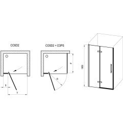 Varstomos dušo durys Ravak Cool!, COSD2-100 juodas+stiklas Transparent 5