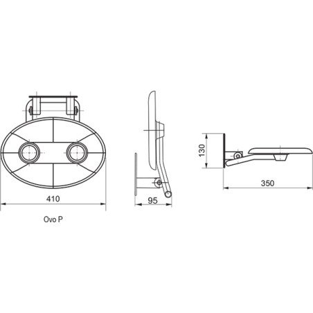 Dušo sėdynė Ravak, Ovo P II, opal/juoda
